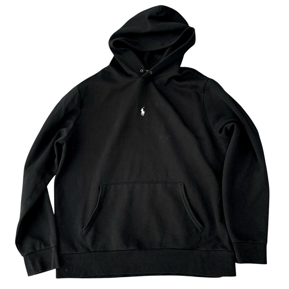 Polo Ralph Lauren Black Hoodie Embroidered White Center Polo Pony Logo XL*
